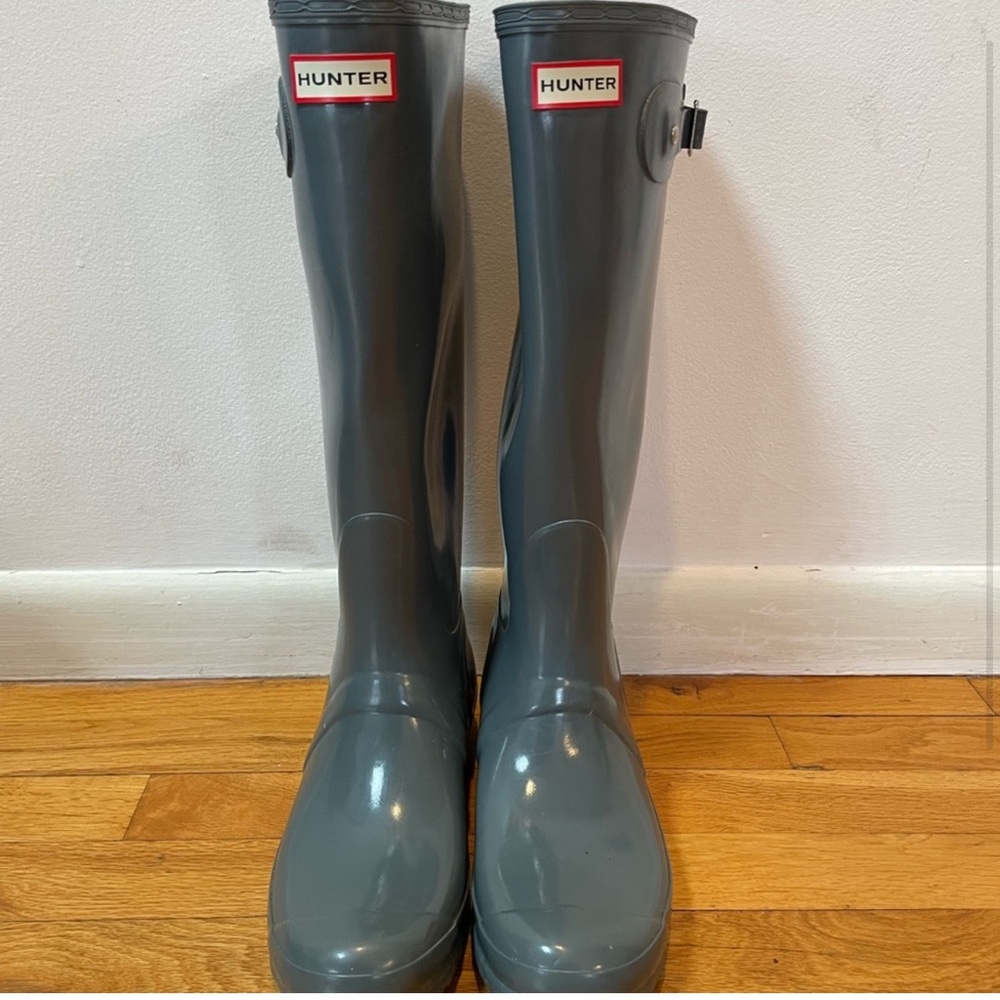 Hunter Women's Glossy Gray Rain Boots